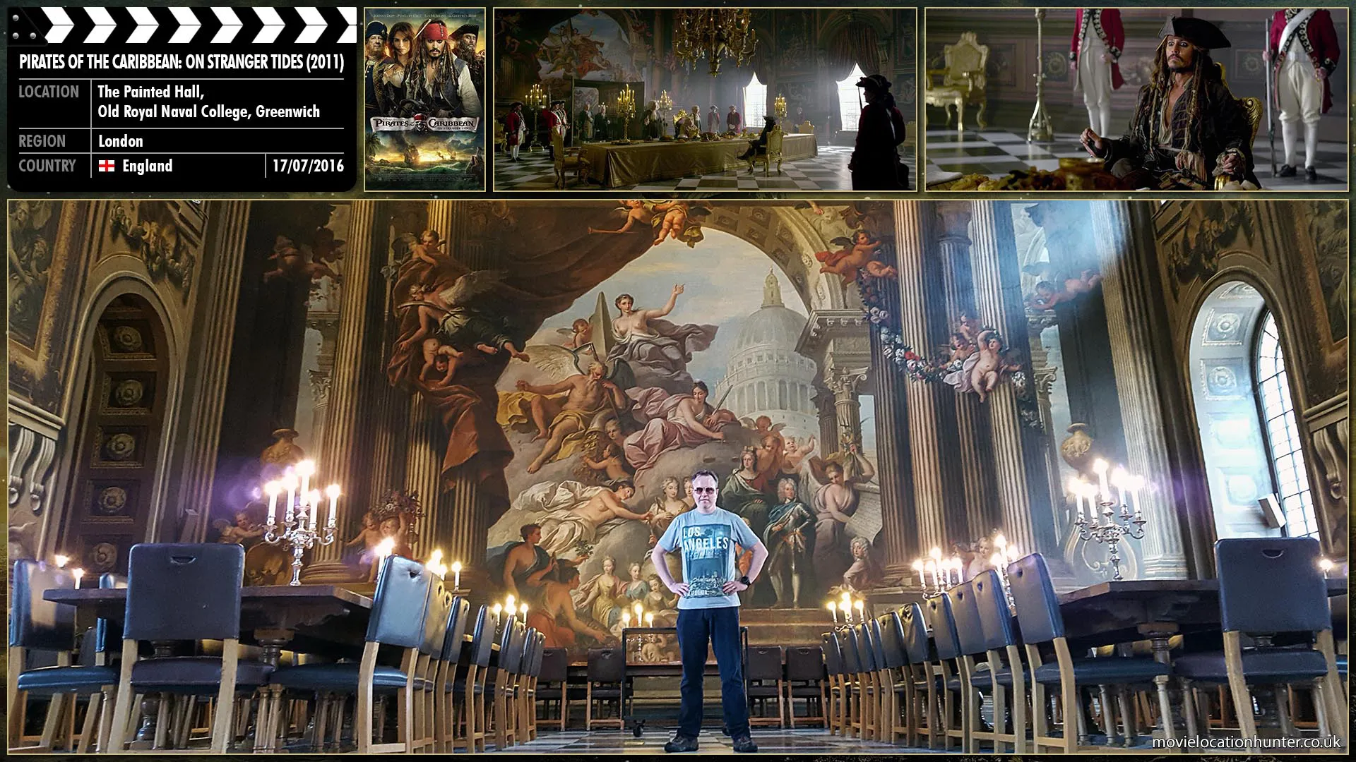 Filming location photo, shot in England, for Pirates of the Caribbean: On Stranger Tides (2011). Scene description: Jack (Johnny Depp) makes one of his legendary escapes, while surrounded by royal guards and a room full of shocked advisors. Despite being outnumbered, Jack was able to escape as the monarch was left stunned by Jack's escape.