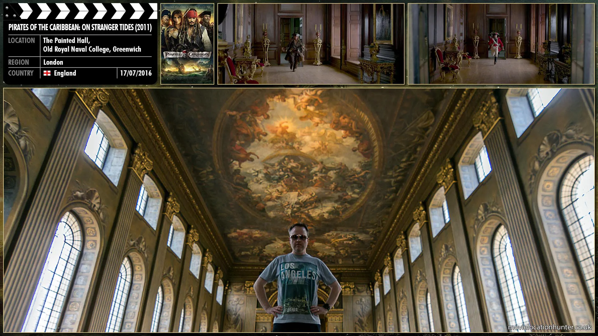 Filming location photo, shot in England, for Pirates of the Caribbean: On Stranger Tides (2011). Scene description: Captain Jack Sparrow (Johnny Depp) is brought before King George II (Richard Griffiths), who wants him to guide an expedition to the Fountain before the Spanish find it.