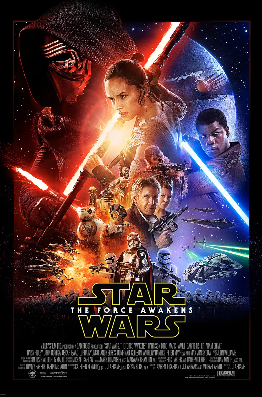 Movie poster for Star Wars: The Force Awakens released in 2015